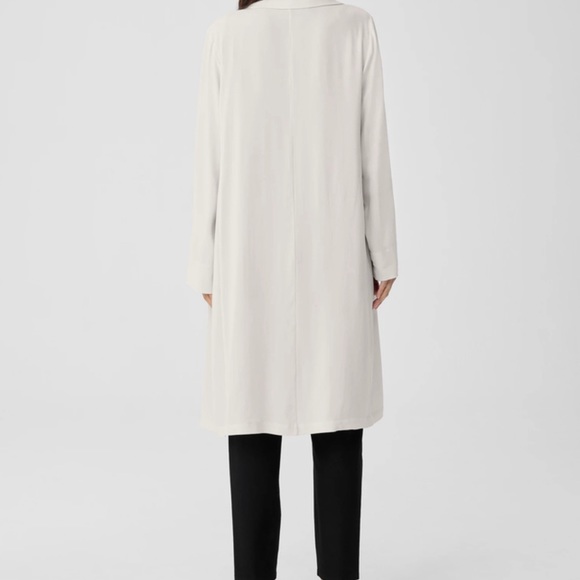 Eileen Fisher Bone Silk Georgette Crepe Trench Coat BNWTS $398.00 NEW BNWTS - Picture 3 of 15